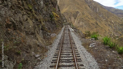 View on tracks on the Devils Nose train Alausi, Ecuador