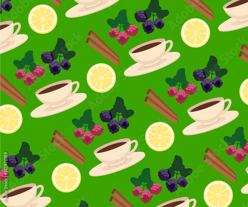 flat tea pattern green