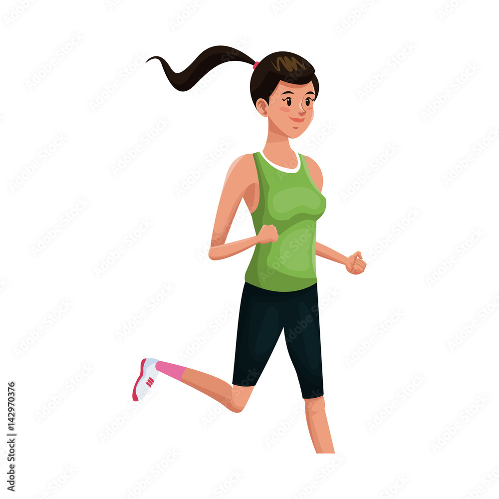 woman running, cartoon icon over white background. colorful design. vector illustration woman running, cartoon icon over white background. colorful design. vector illustration