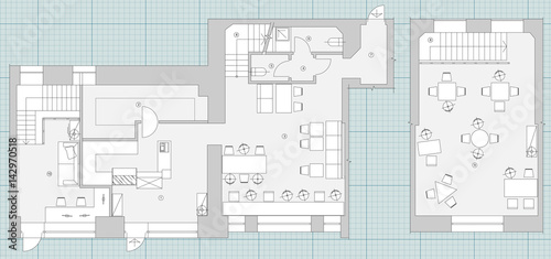 Standard cafe furniture symbols on floor plans