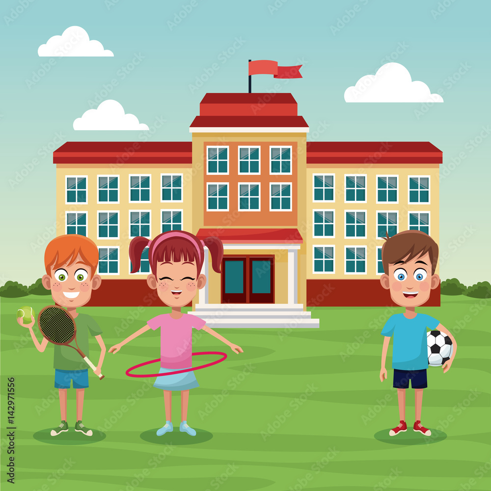 school children sport image vector illustration eps 10