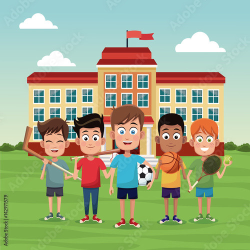 school children sport image vector illustration eps 10