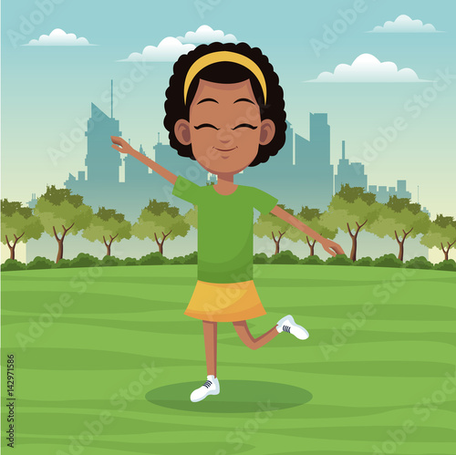 girl sport active park city background vector illustration eps 10