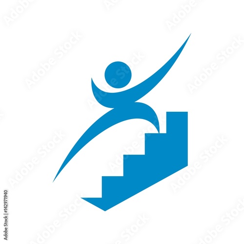 swoosh people with stairs. logo vector.