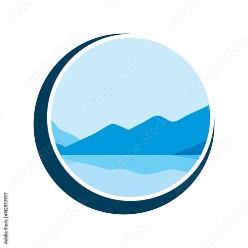 mount and lake logo vector.