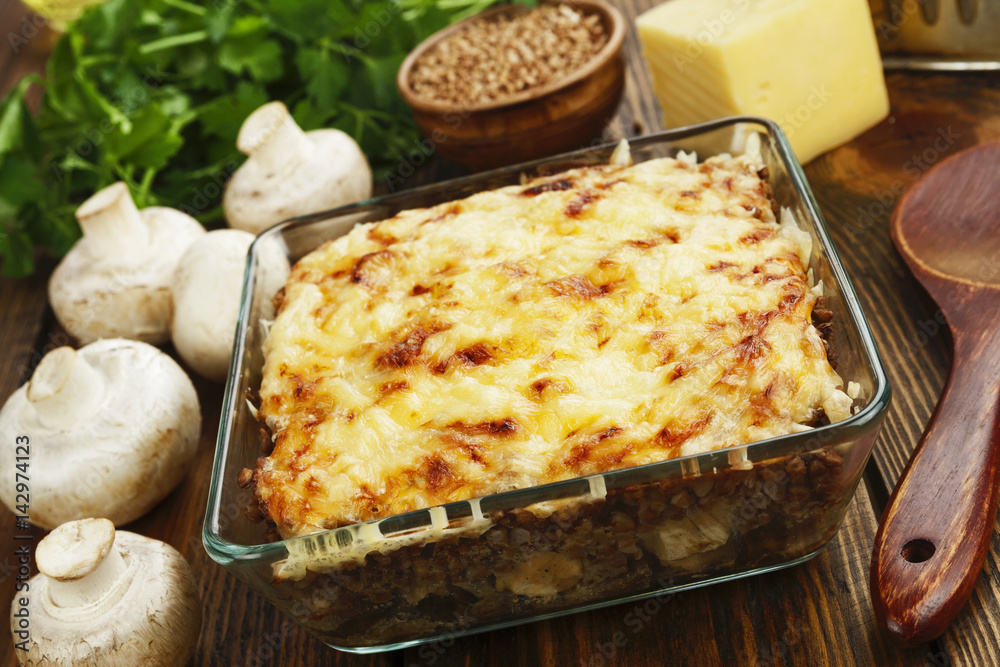 Buckwheat casserole with chicken Buckwheat casserole with chicken