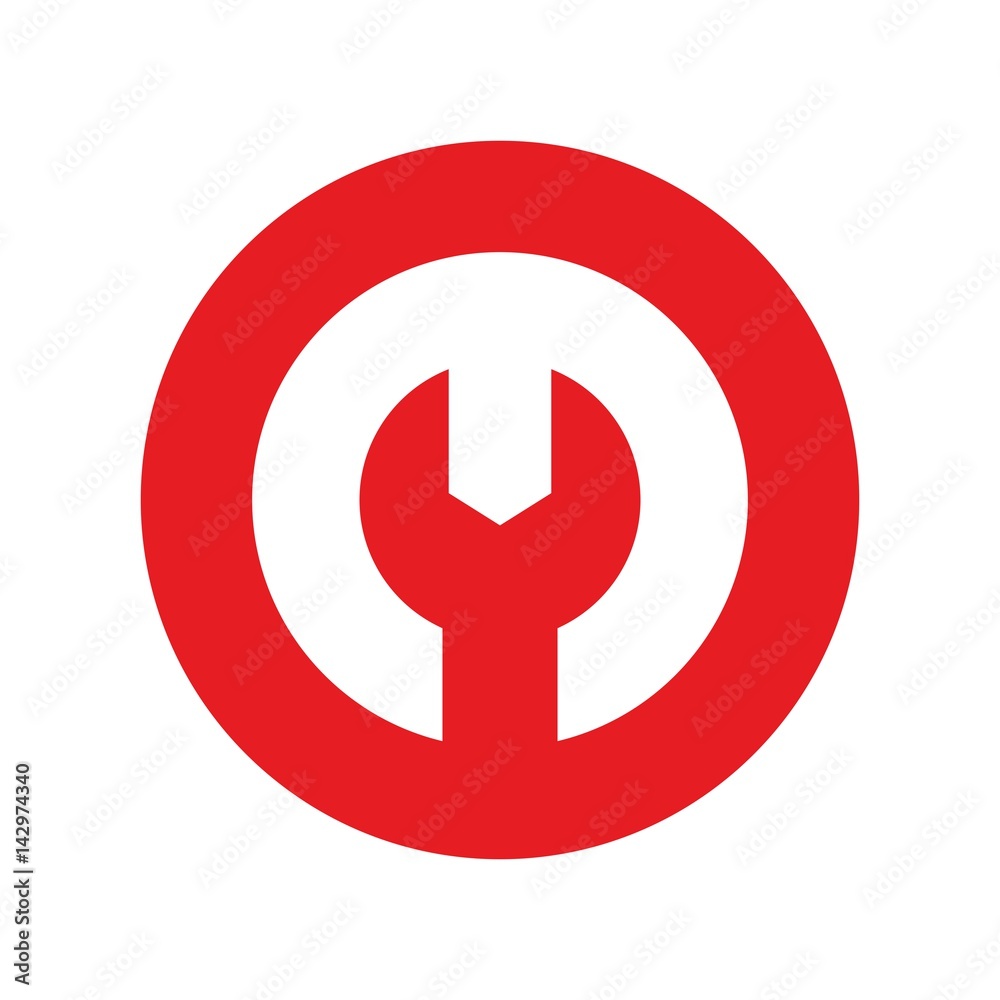 letter m inside circle logo vector. wrench logo. Stock Vector | Adobe Stock