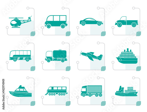 Stylized Travel and transportation icons - vector icon set