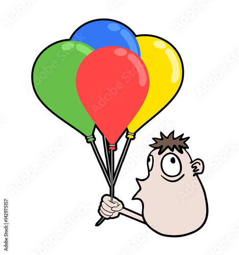 happy face with balloons