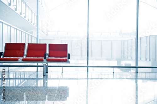 Empty departure lounge at the airport