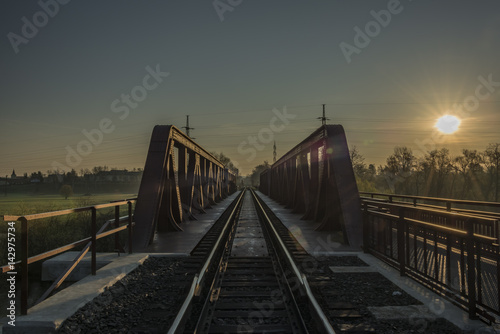 Fototapeta Naklejka Na Ścianę i Meble -  Railway track and bridge in Bakov nad Jizerou area