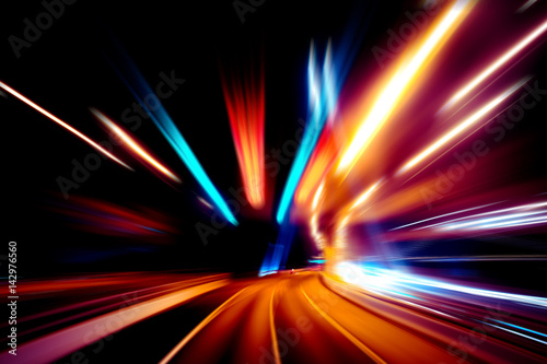 moving traffic light trails at night 