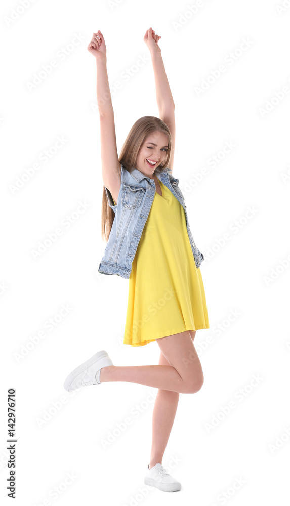Beautiful stylish woman on white background Beautiful stylish woman on white background