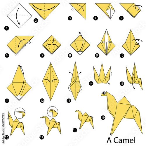 step by step instructions how to make origami A Camel.