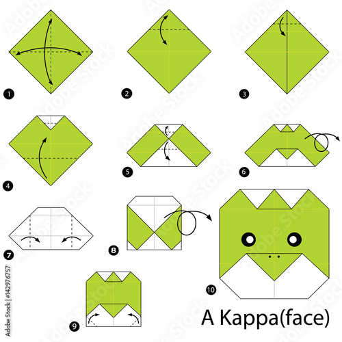 step by step instructions how to make origami A Kappa.