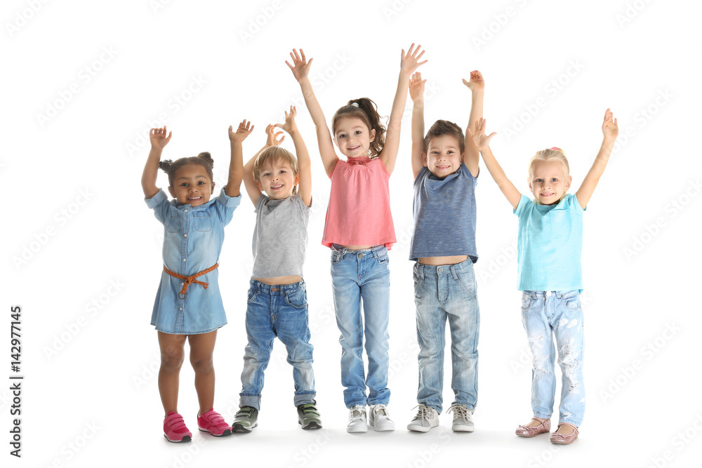 Cute little children on white background Cute little children on white background