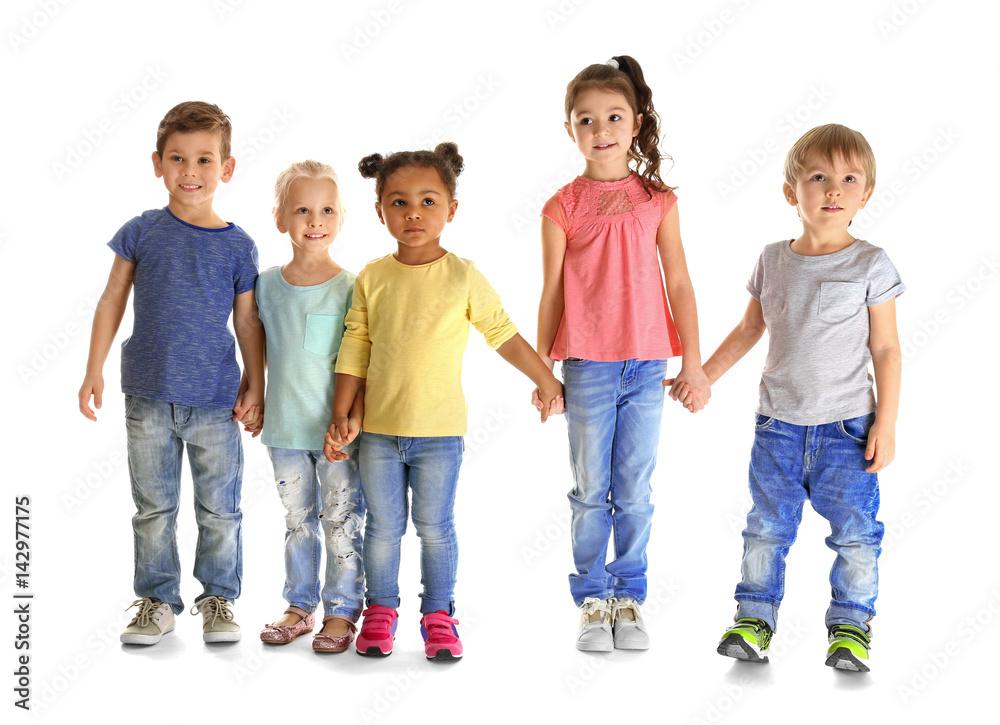 Cute little children on white background