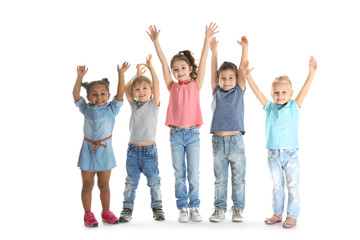 Cute little children on white background