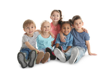 Cute little children on white background