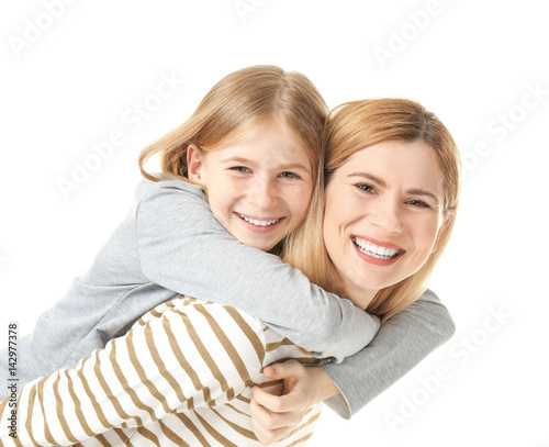 Happy mother and daughter o...