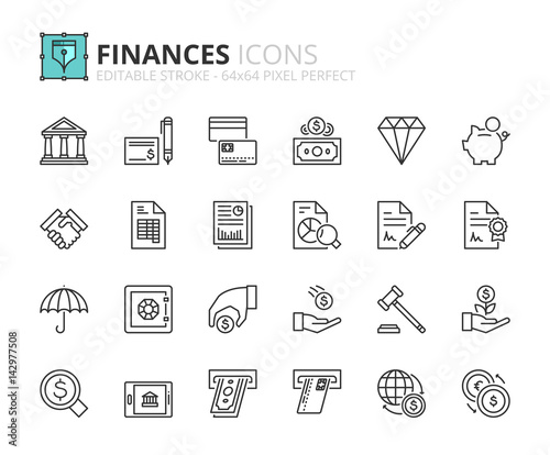 Outline icons about finances