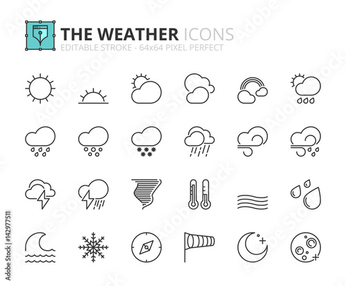 Outline icons about the weather
