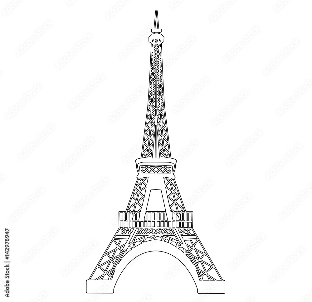 Eiffel tower isolated on white