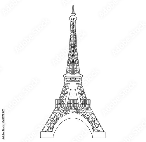 Eiffel tower isolated on white