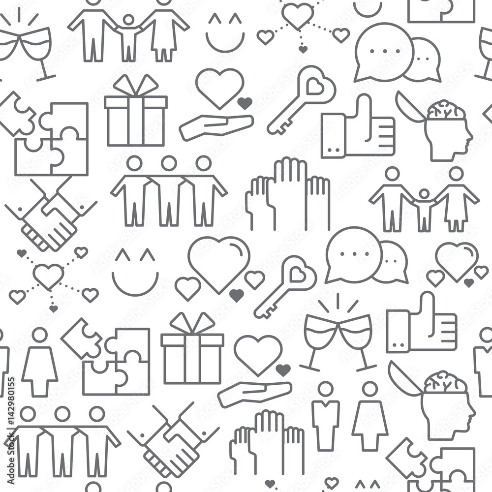 Line style icons seamless pattern, Relationship