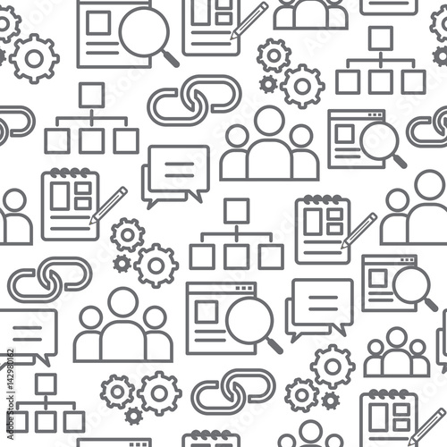Line icons seamless pattern, Search Engine Optimization