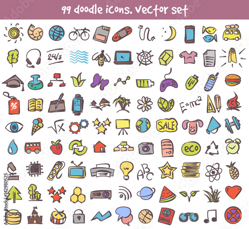 vector doodle icons set