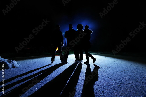 Hockey team on the kitten at night