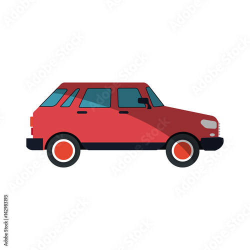 red car icon over white background. colorful design. vector illustration