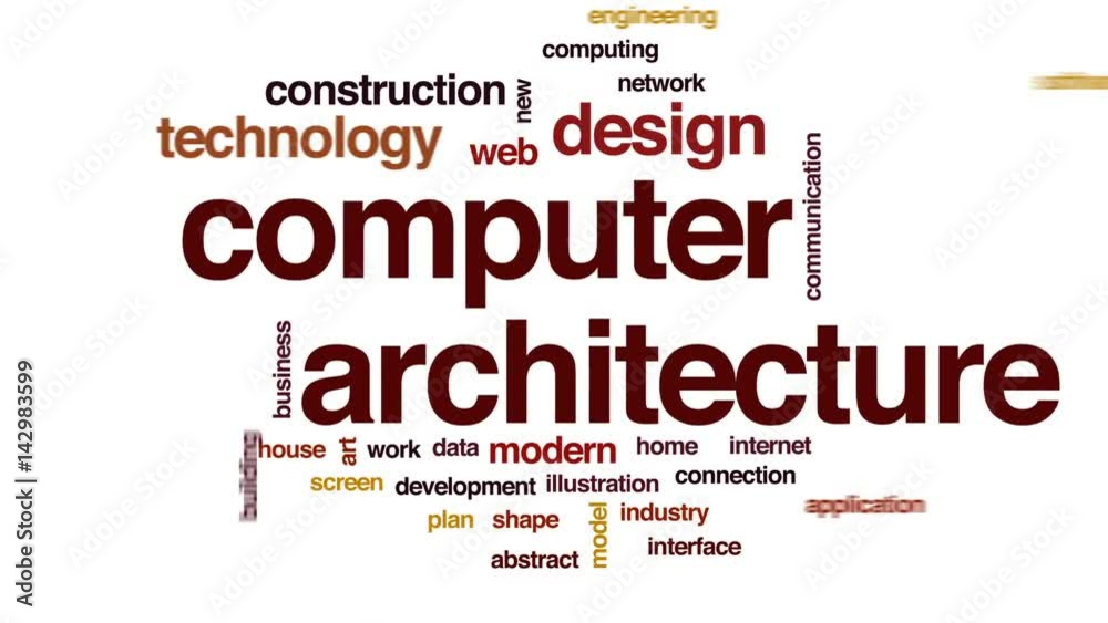 Computer architecture animated word cloud, text design animation. Computer architecture animated word cloud, text design animation.