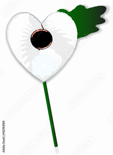 White Poppy Heart