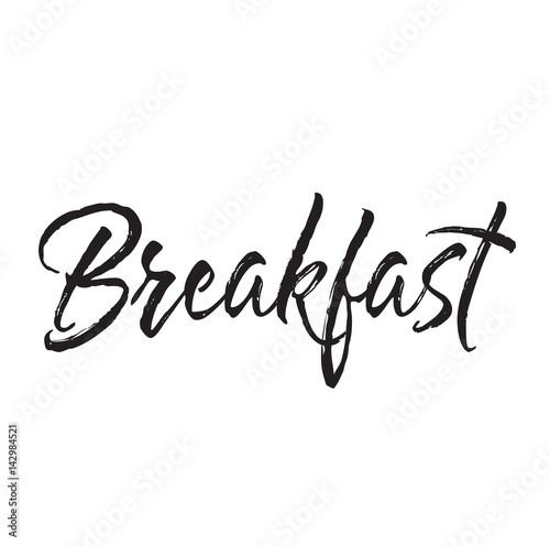 breakfast, text design. Vector calligraphy. Usable as background.
