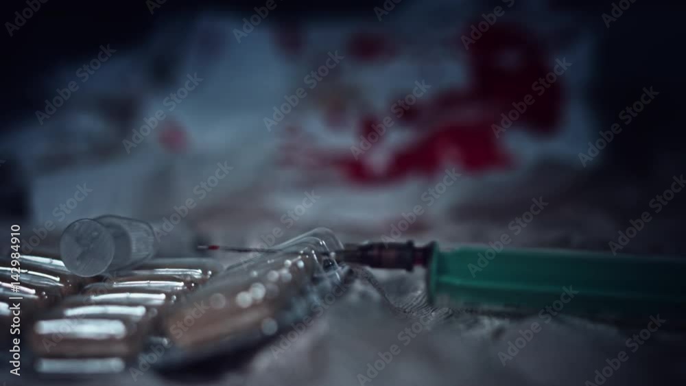 4k Close-up of Drugs Injections and Blood 4k Close-up of Drugs Injections and Blood