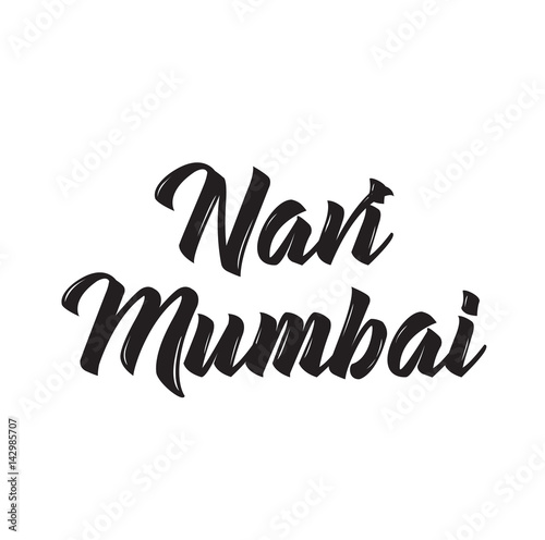 navi mumbai, text design. Vector calligraphy. Typography poster.