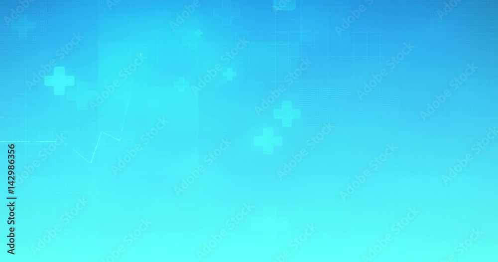 animation of sinus heart rhythm on electrocardiogram chart on blue medical gradient background, healthcare concept
