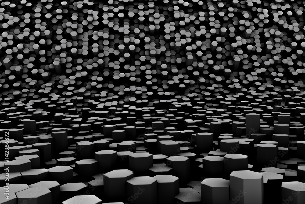 Fototapeta premium design element. 3D illustration. rendering. abstract hexagon black background