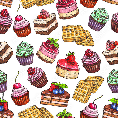 Pastry pattern of patisserie desserts