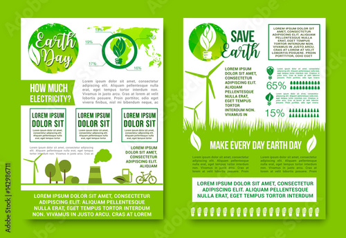 Earth Day vector green energy and nature ecology