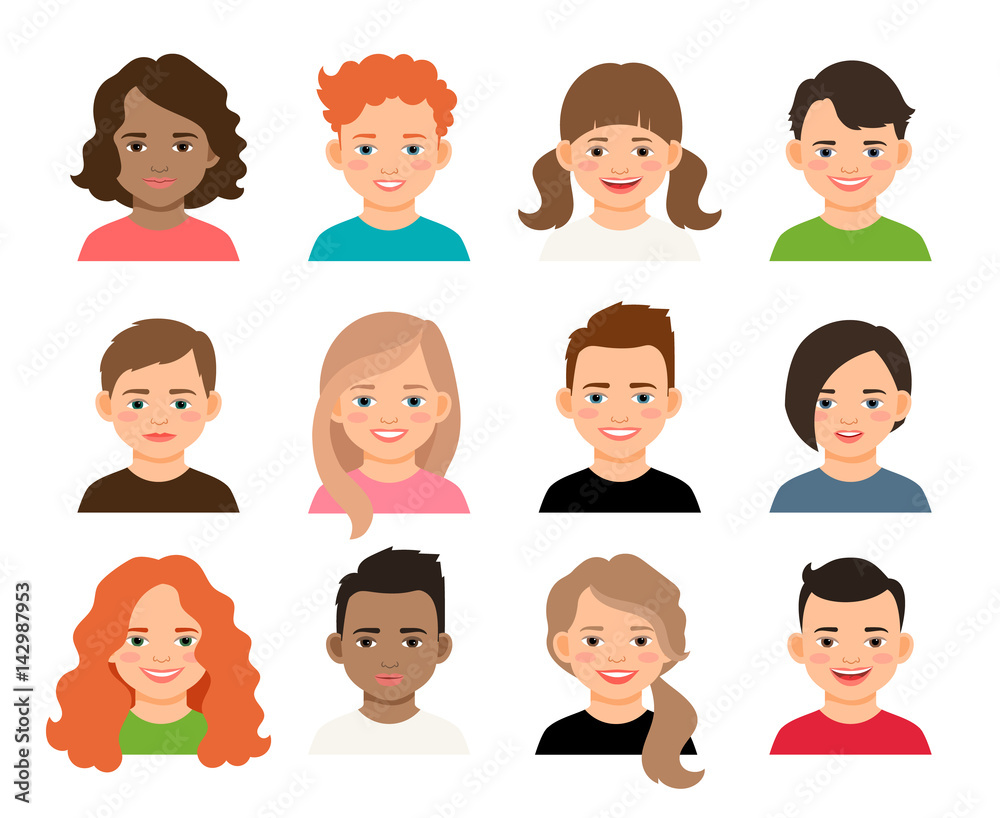 Young teenage girls and boys avatars Young teenage girls and boys avatars