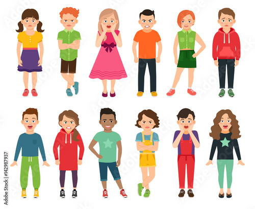 Standing boys and girls