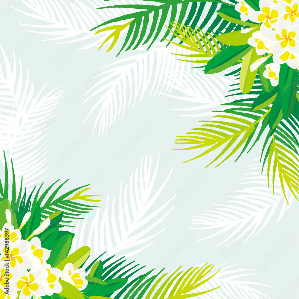プルメリアとヤシの木イラスト Stock Vector Adobe Stock