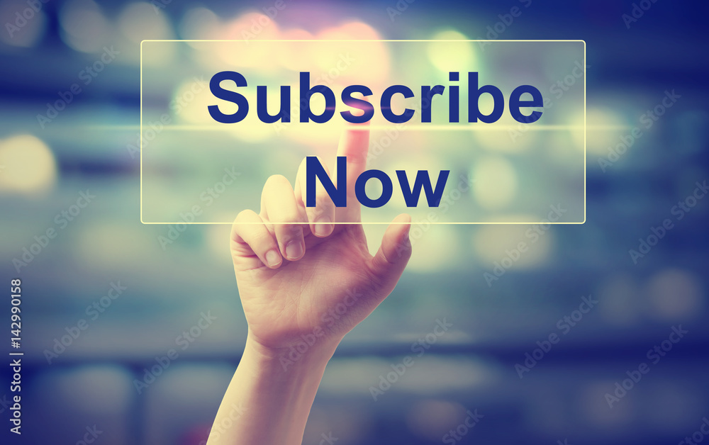 Foto Subscribe Now concept with hand