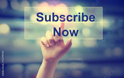 Принти на полотні Subscribe Now concept with hand