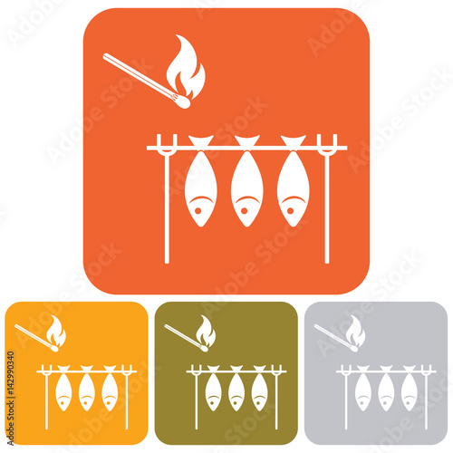 Grilled fish icon. Vector illustration