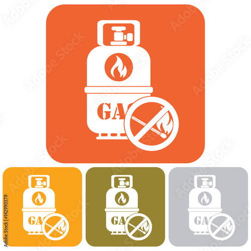 Camping stove with gas bottle icon vector. Vector illustration.
