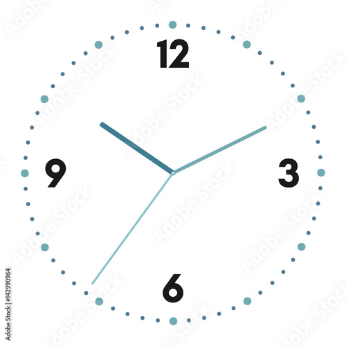 Vector illustration of mechanical clock. Clock face on white background.
